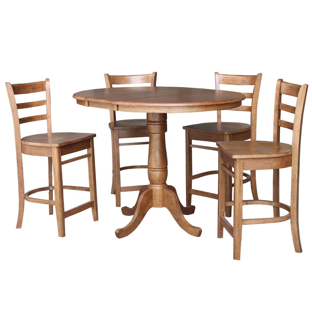 36"- Round Extension Dining Table with 4 Stools- 557349. Picture 1