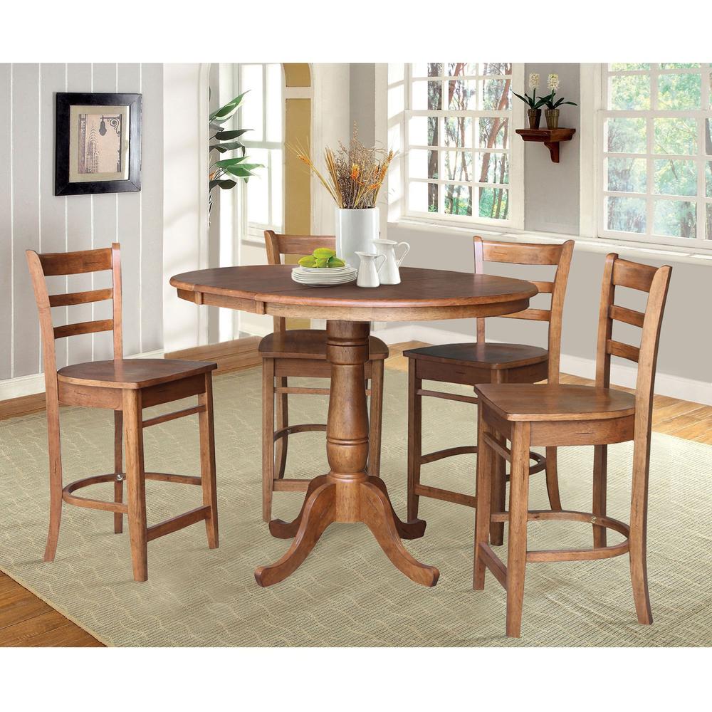 36"- Round Extension Dining Table with 4 Stools- 557349. Picture 3