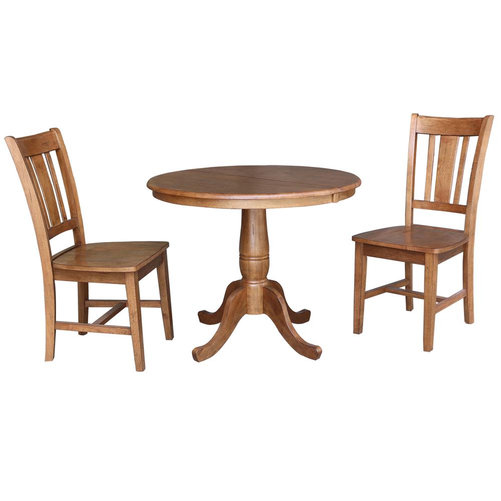 36" Round Extension Dining Table with 2- Chairs- 557233. Picture 1
