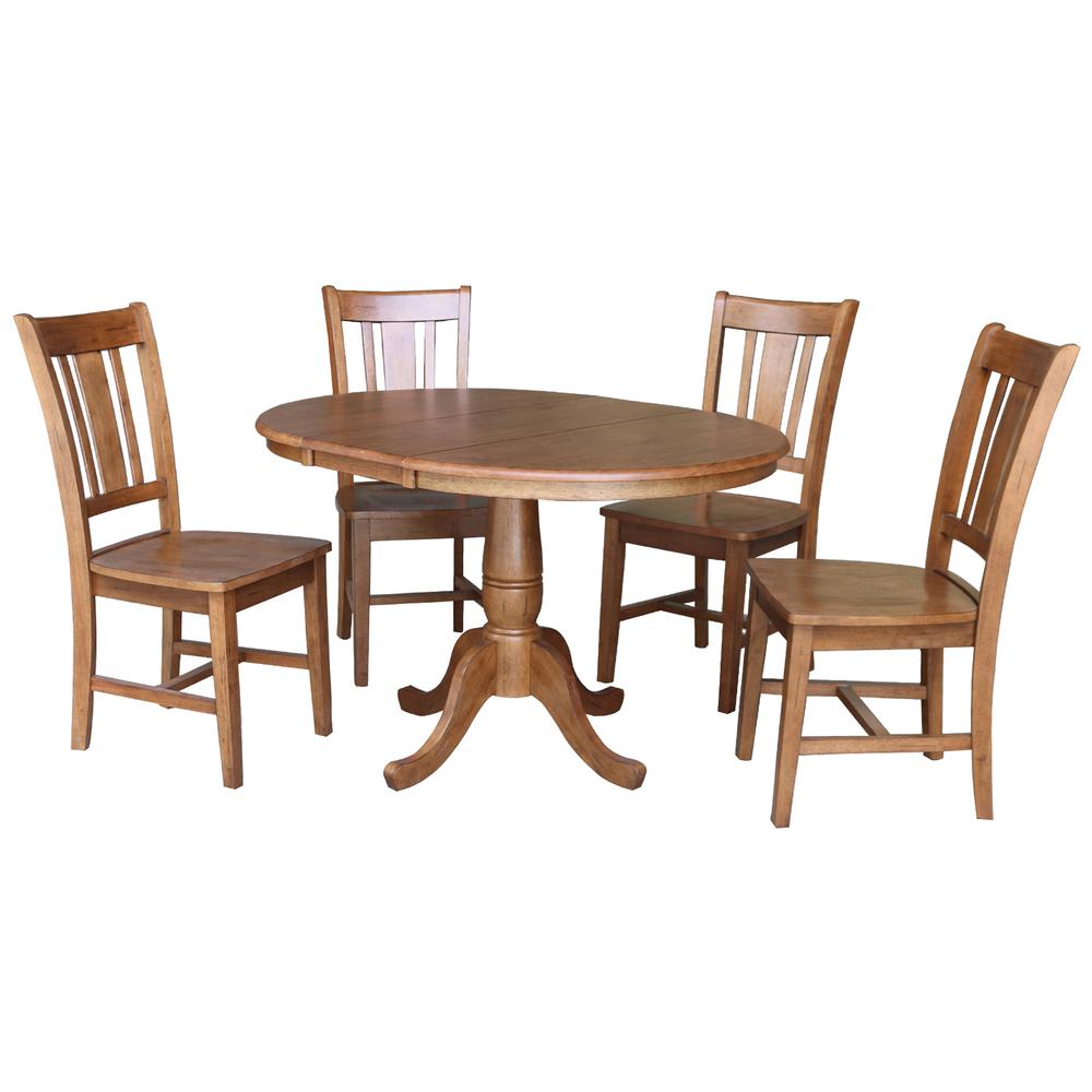 36" Round Extension Dining Table with 4 -Chairs- 55724. Picture 1