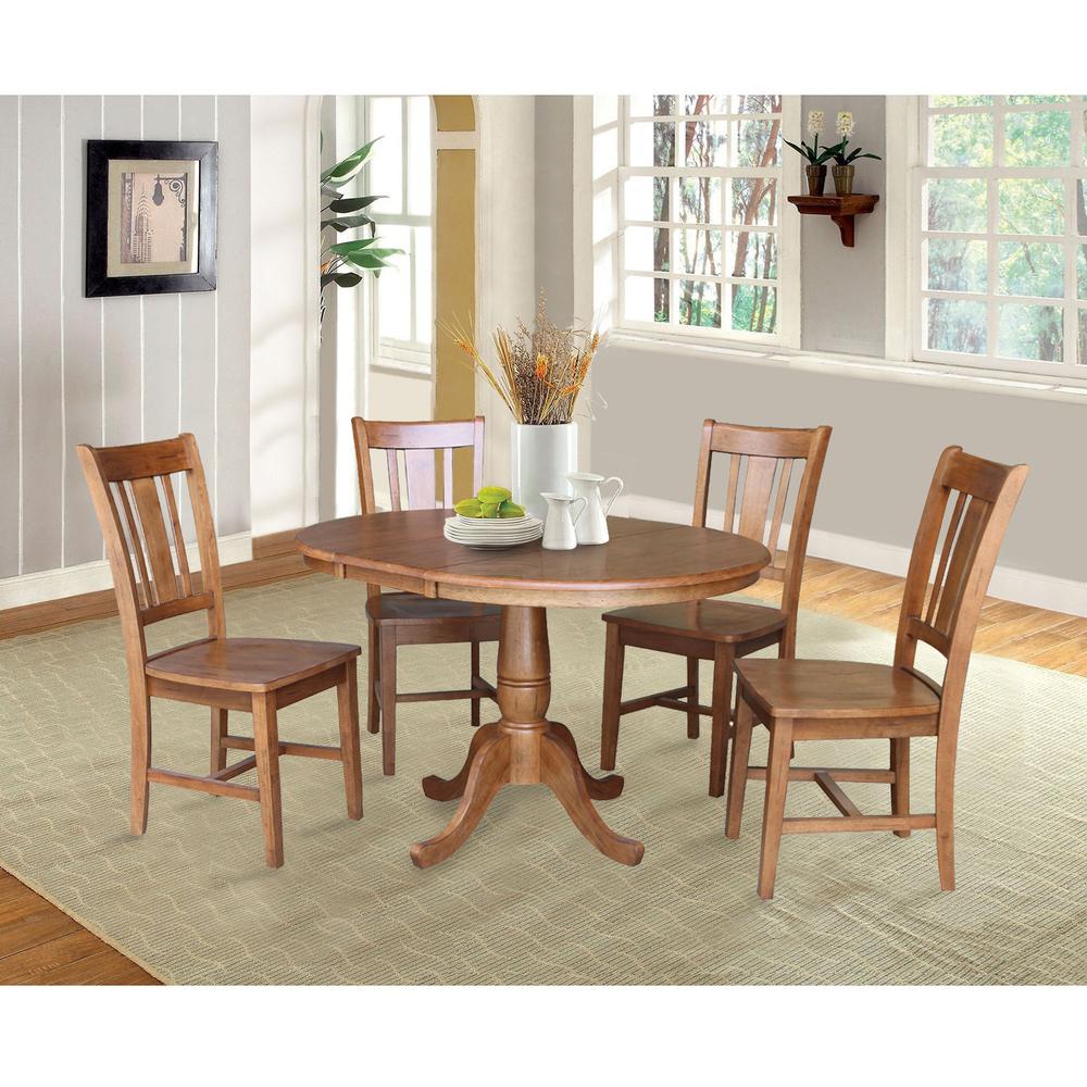 36" Round Extension Dining Table with 4 -Chairs- 55724. Picture 3