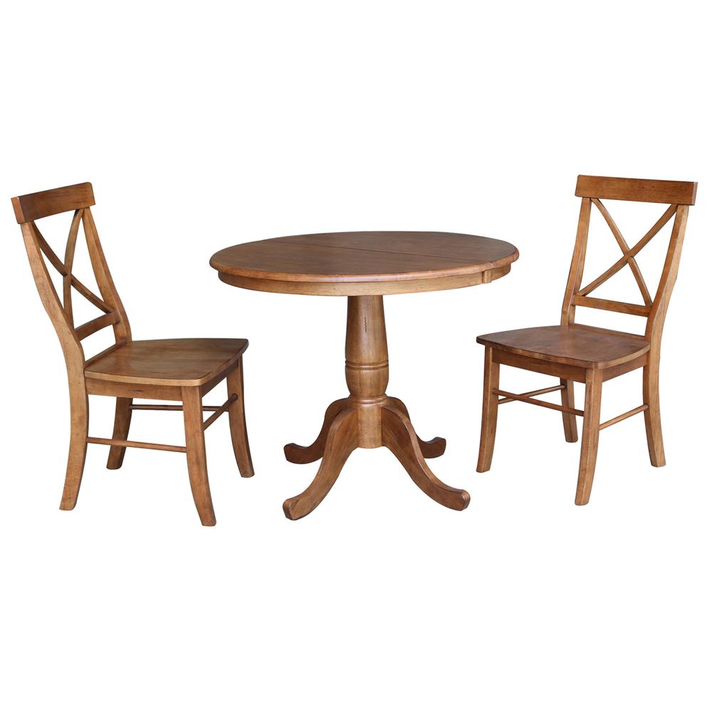 36"- Round Extension Dining Table with 2 Chairs- 557257. Picture 1