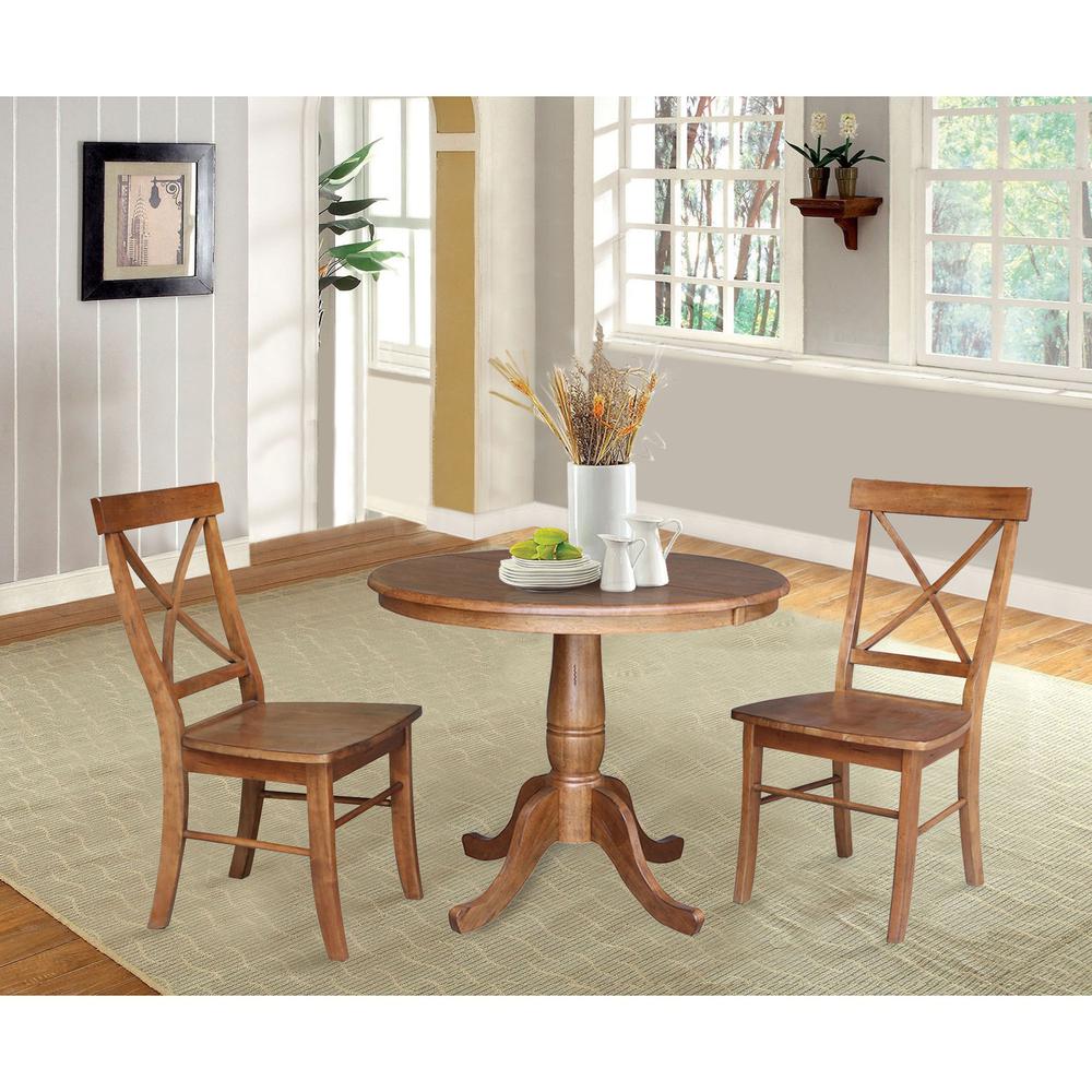 36"- Round Extension Dining Table with 2 Chairs- 557257. Picture 3