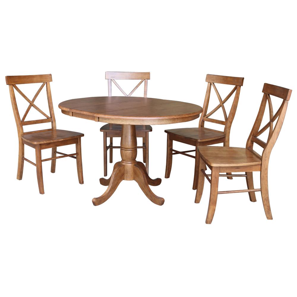 36"- Round Extension Dining Table with 4 Chairs- 557264. Picture 1