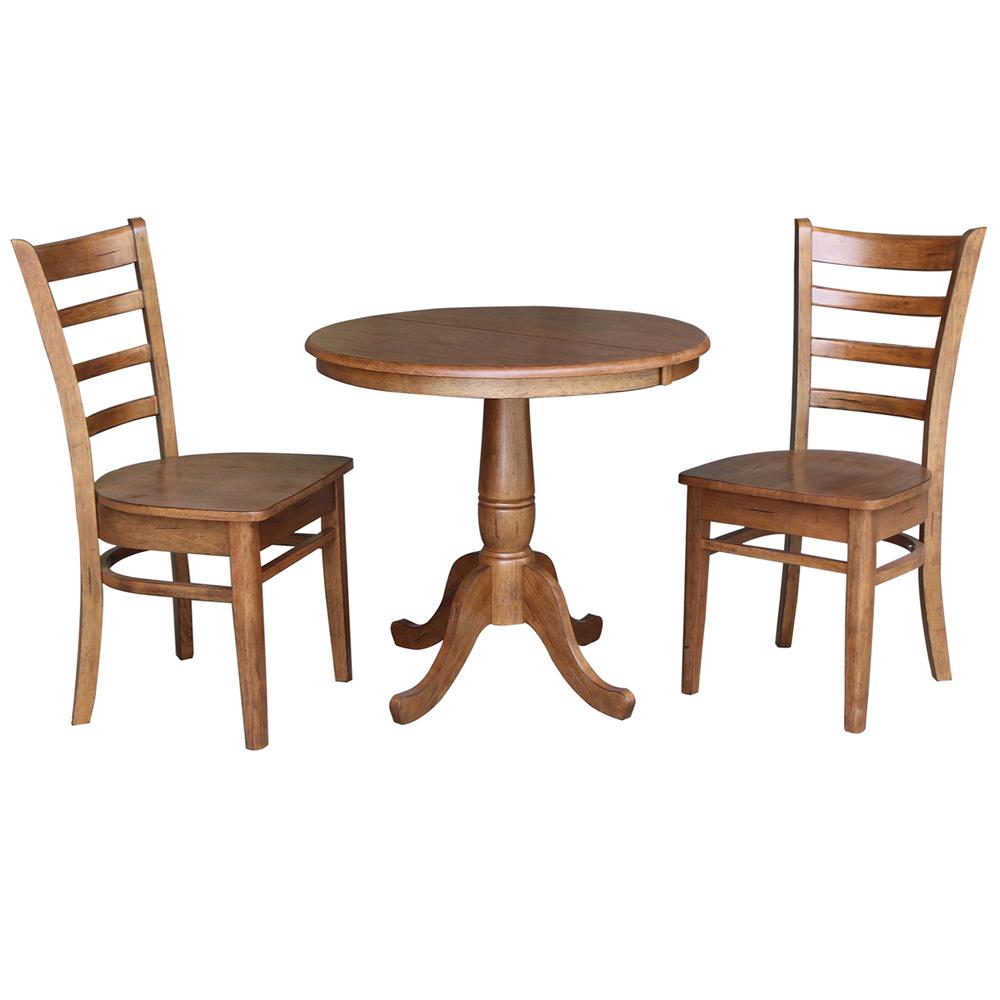 36", Round Extension Dining Table with 2 Chairs- 557271. Picture 1
