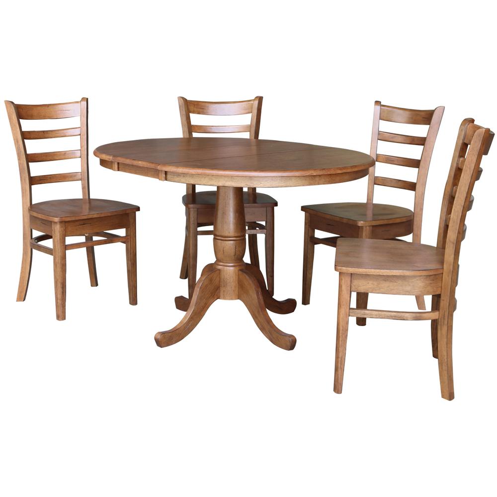 36", Round Extension Dining Table with 4 Chairs- 557288. Picture 1