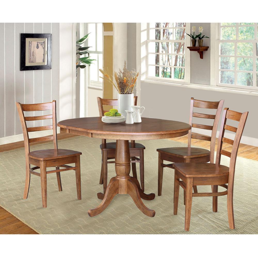 36", Round Extension Dining Table with 4 Chairs- 557288. Picture 3