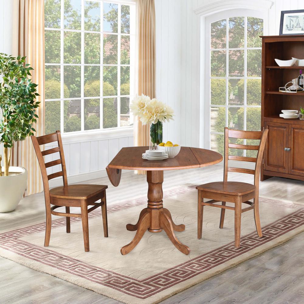 42" Dual Drop Leaf Table With 2 Emily Side Chairs - 3 Piece Set. Picture 3