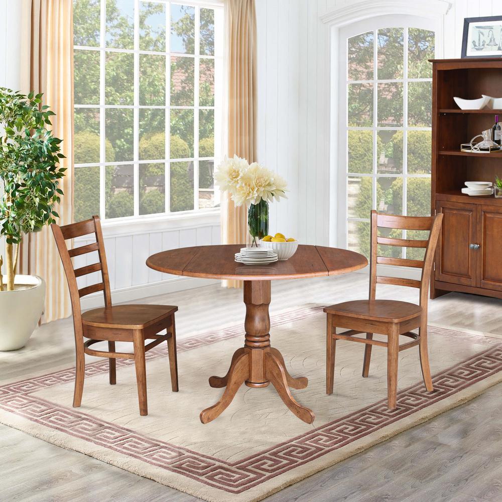 42" Dual Drop Leaf Table With 2 Emily Side Chairs - 3 Piece Set. Picture 6