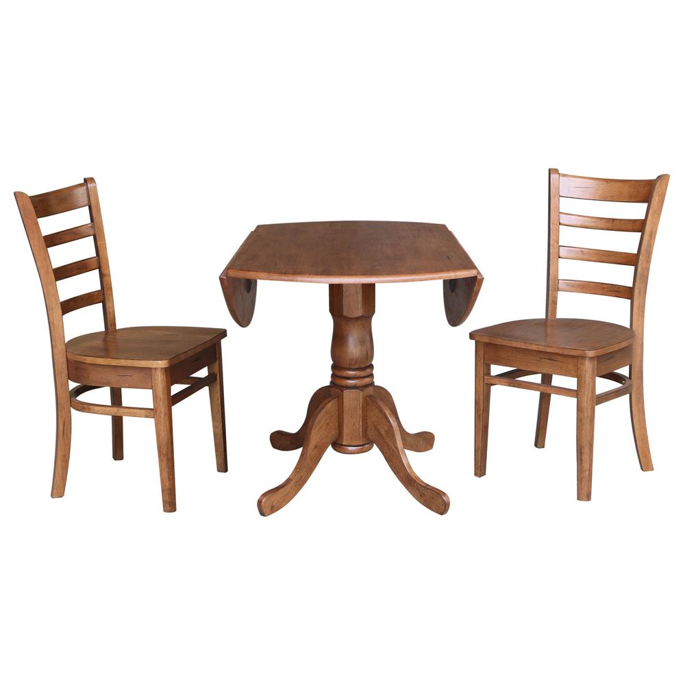 42" Dual Drop Leaf Table With 2 Emily Side Chairs - 3 Piece Set. Picture 4