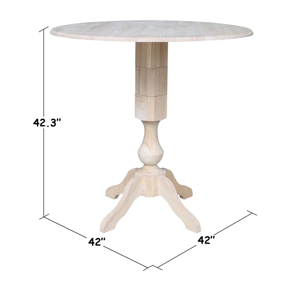 42" Round Dual Drop Leaf Pedestal Table - 42.3"H, Unfinished, Ready to finish. Picture 5