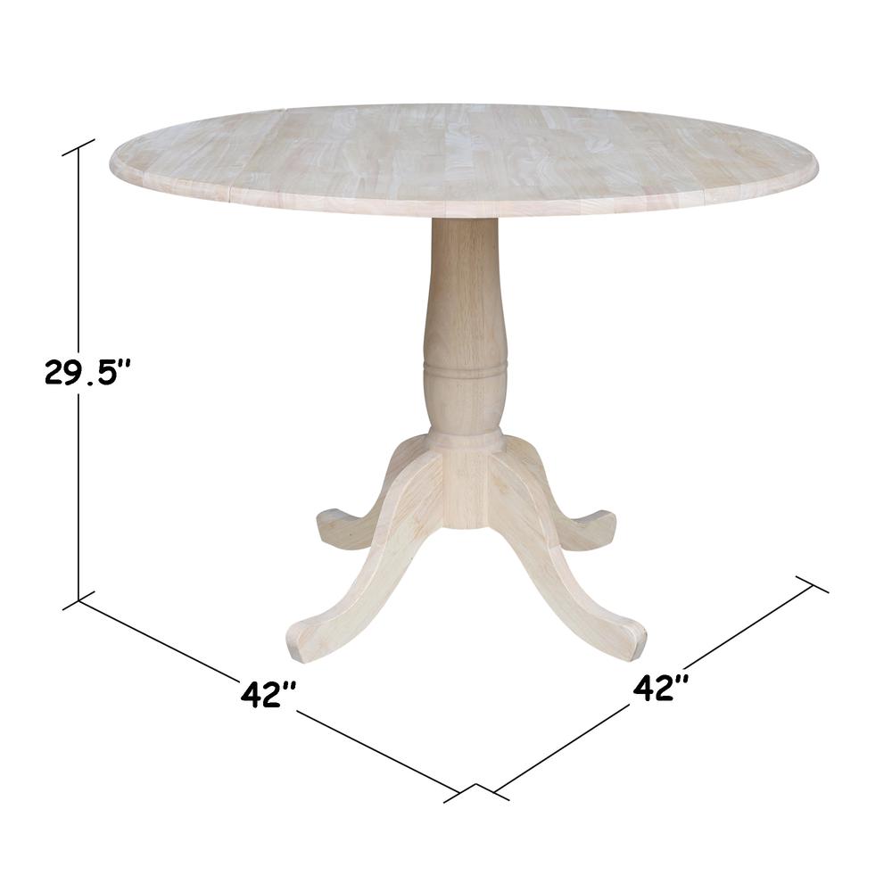 42" Round Dual Drop Leaf Pedestal Table - 29.5"H, Unfinished, Ready to finish. Picture 6