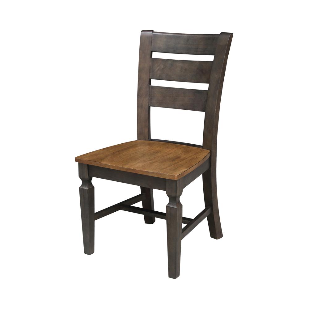 44 in. Round Top Dining Table with 4 Chairs in Hickory/Washed Coal. Picture 4