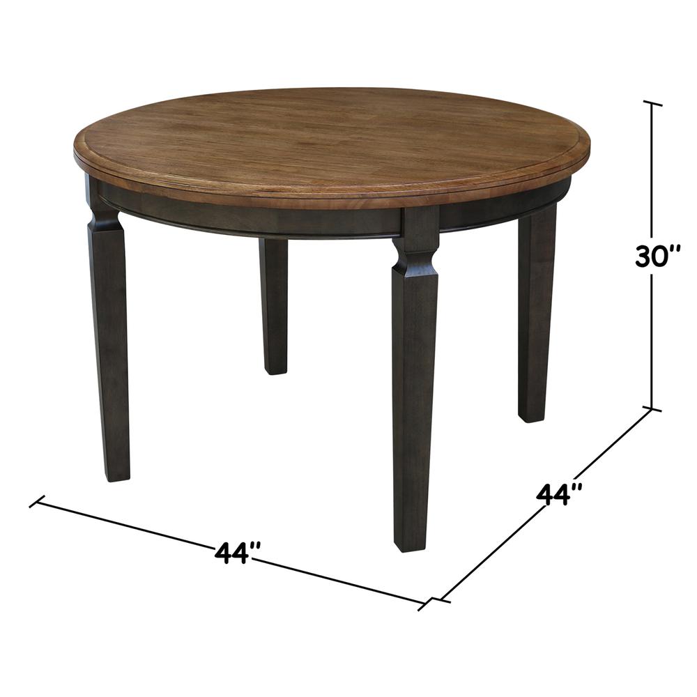 44 in. Round Top Dining Table with 4 Chairs in Hickory/Washed Coal. Picture 5
