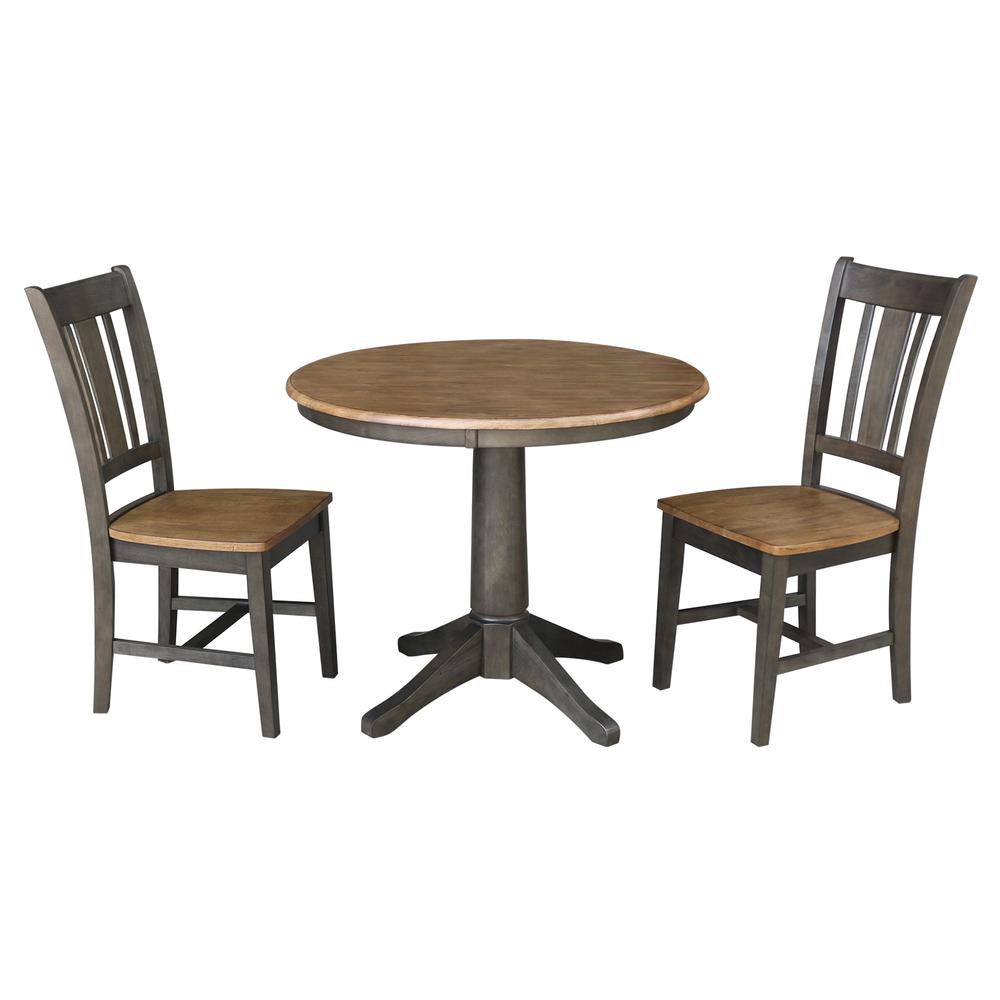 36" Round Top Pedestal Table With 2 San Remo Chairs - 3 Piece Set. Picture 1