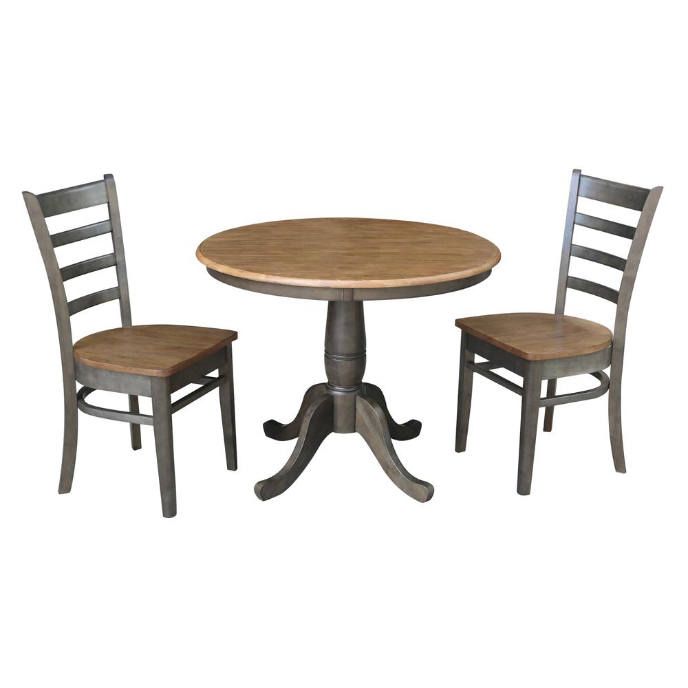 36" Round Top Pedestal Table With 2 Emily Chairs - 3 Piece Set. Picture 1