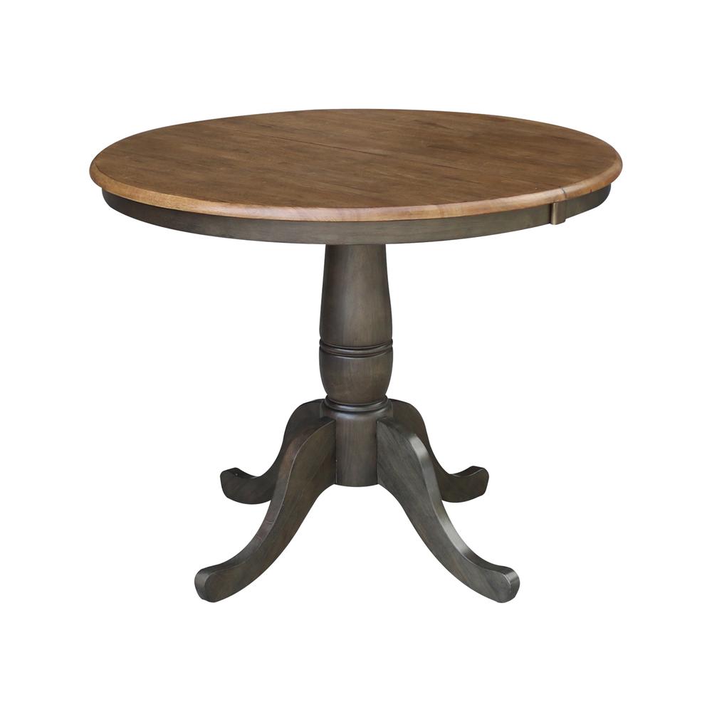 36" round top ped table with 12" leaf - 29.3"h - dining height. Picture 1