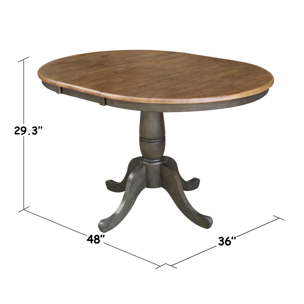 36" round top ped table with 12" leaf - 29.3"h - dining height. Picture 2