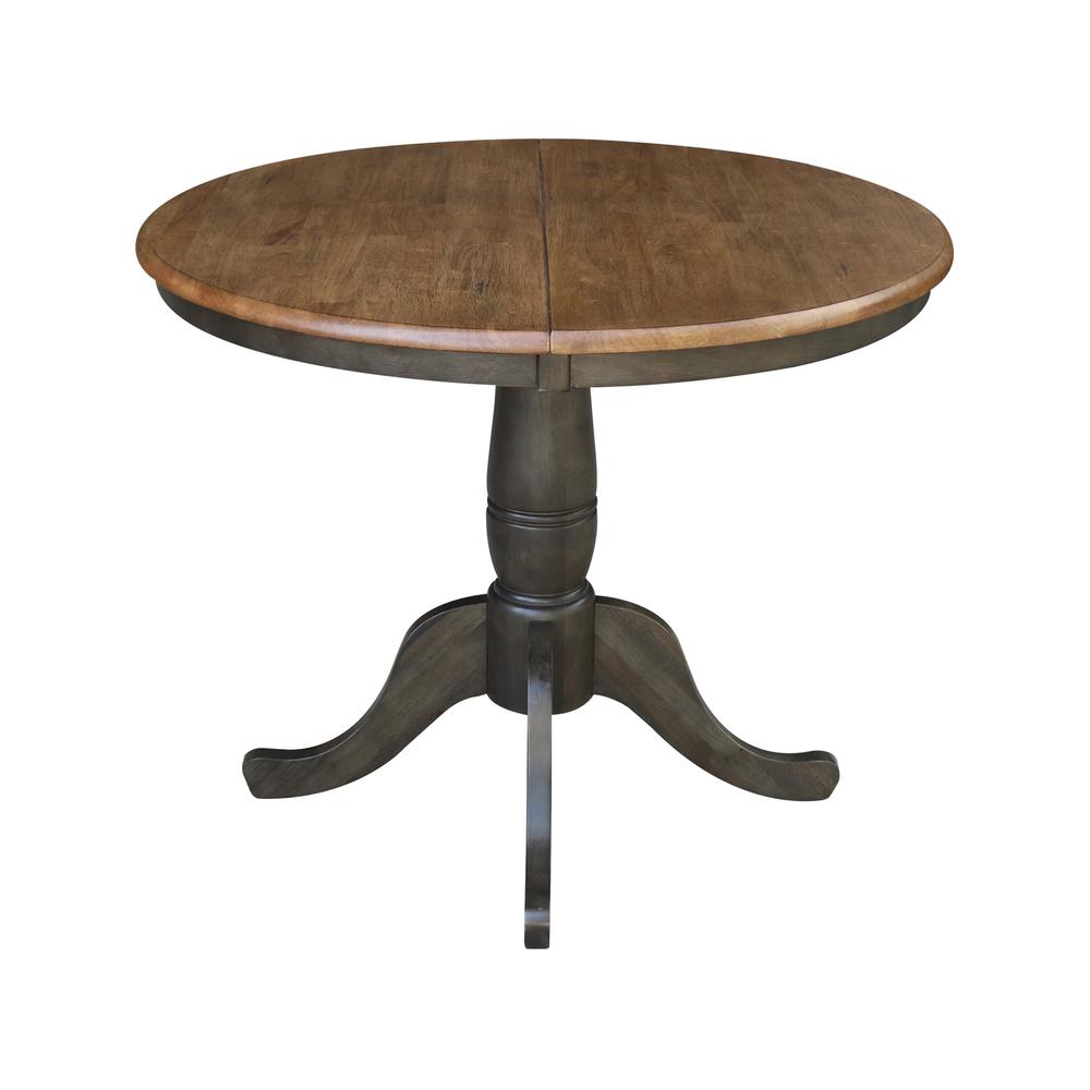 36" round top ped table with 12" leaf - 29.3"h - dining height. Picture 3