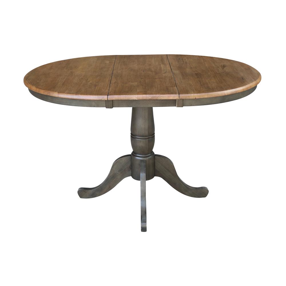 36" round top ped table with 12" leaf - 29.3"h - dining height. Picture 4