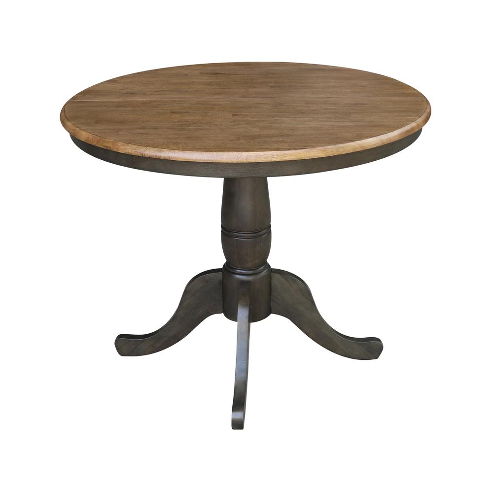 36" round top ped table with 12" leaf - 29.3"h - dining height. Picture 5