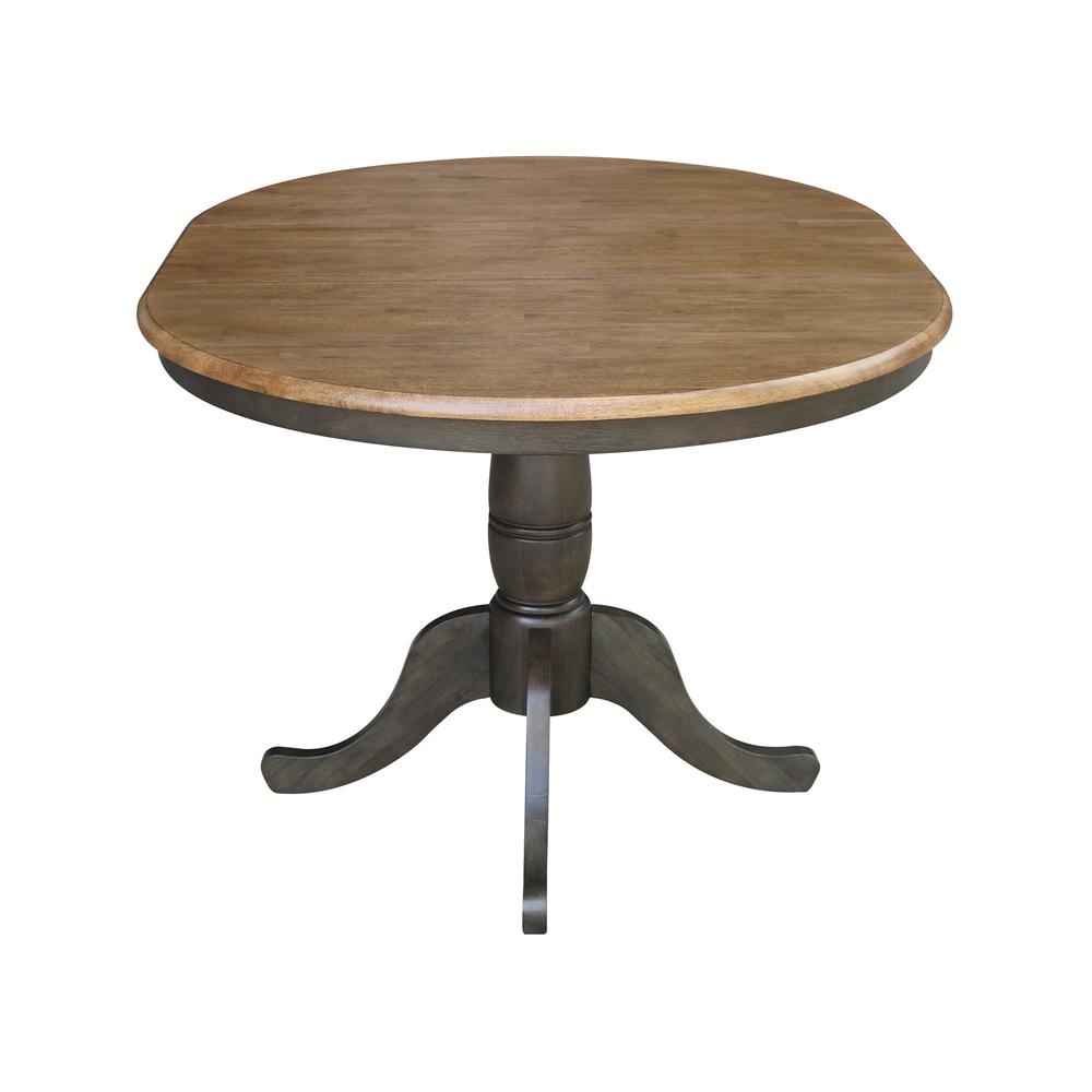 36" round top ped table with 12" leaf - 29.3"h - dining height. Picture 6