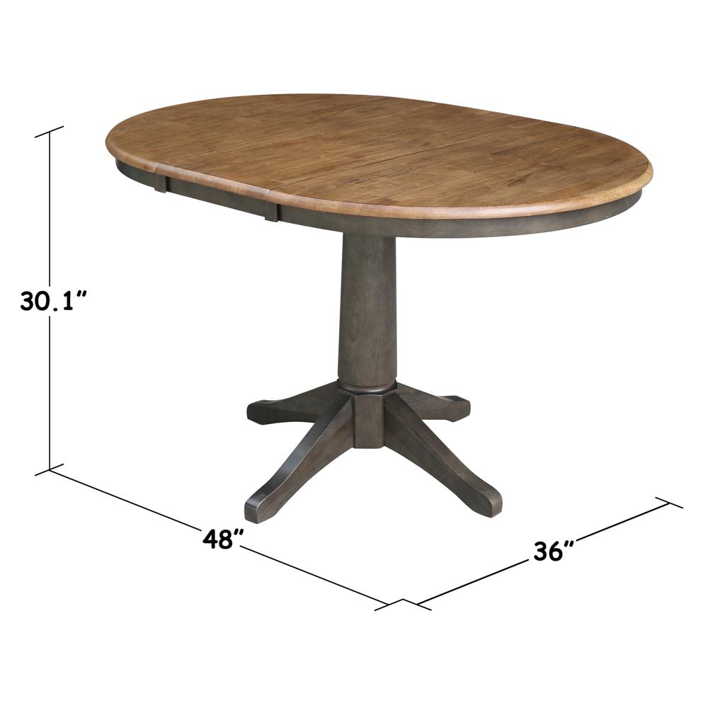 36" round top ped table with 12" leaf - 30.1"h - dining height. Picture 2