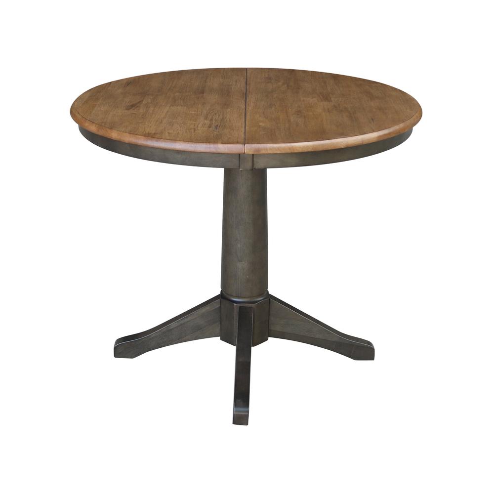 36" round top ped table with 12" leaf - 30.1"h - dining height. Picture 4