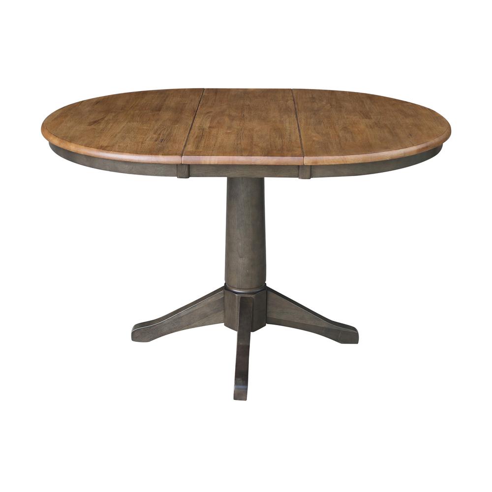 36" round top ped table with 12" leaf - 30.1"h - dining height. Picture 3