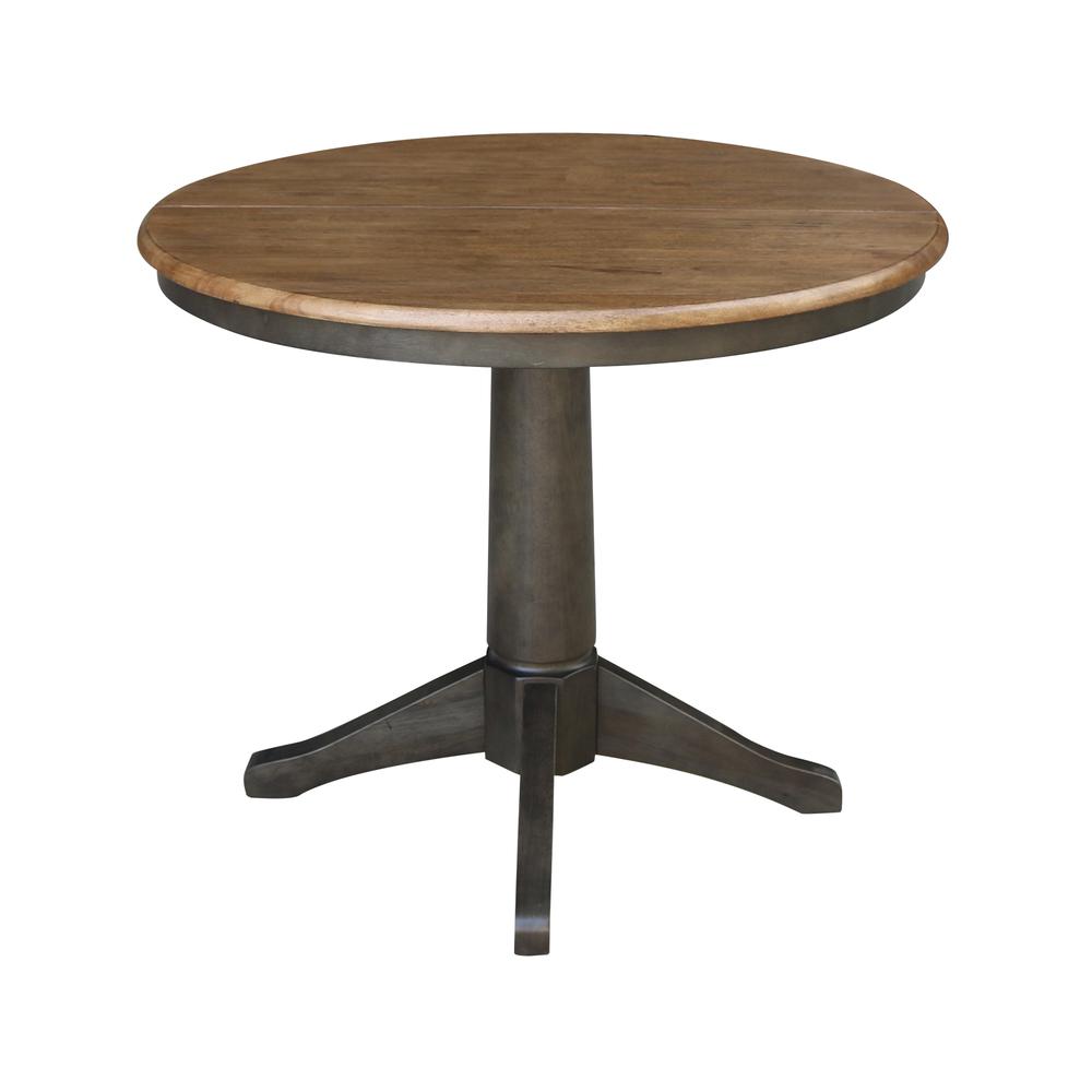 36" round top ped table with 12" leaf - 30.1"h - dining height. Picture 6
