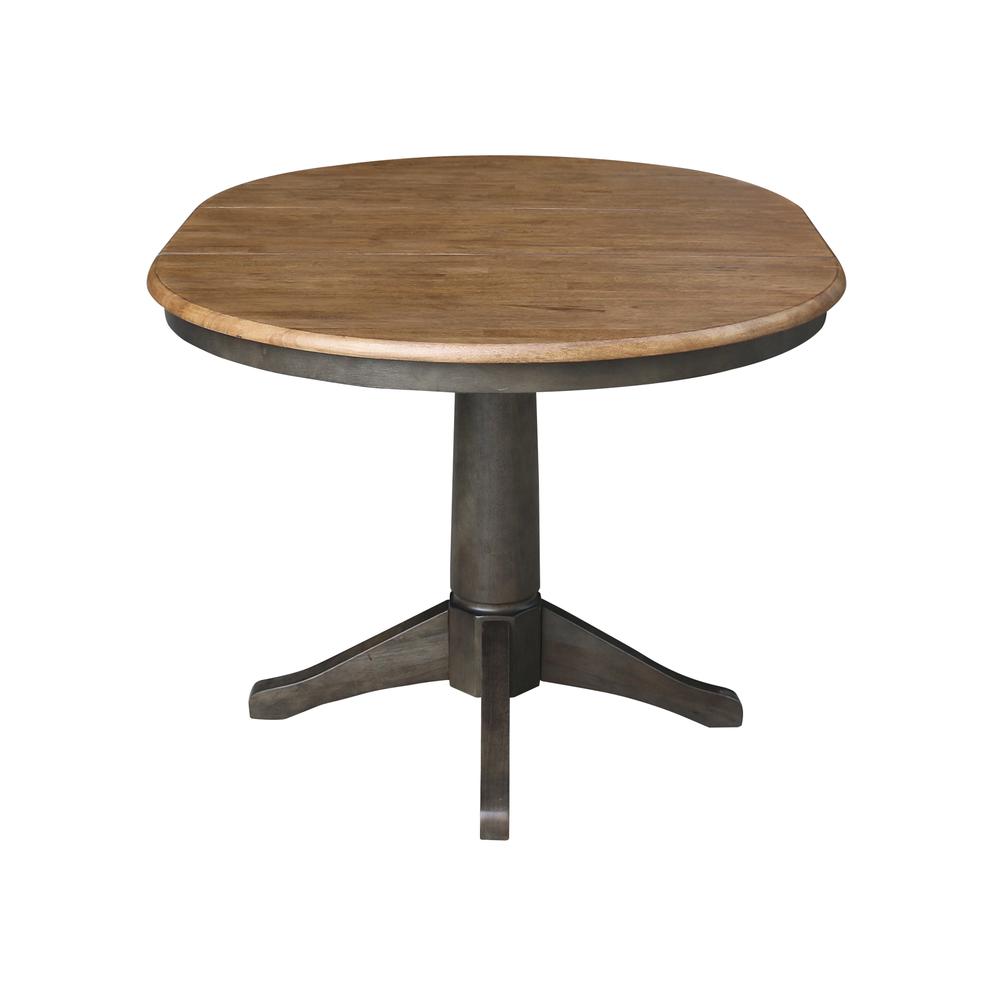 36" round top ped table with 12" leaf - 30.1"h - dining height. Picture 5