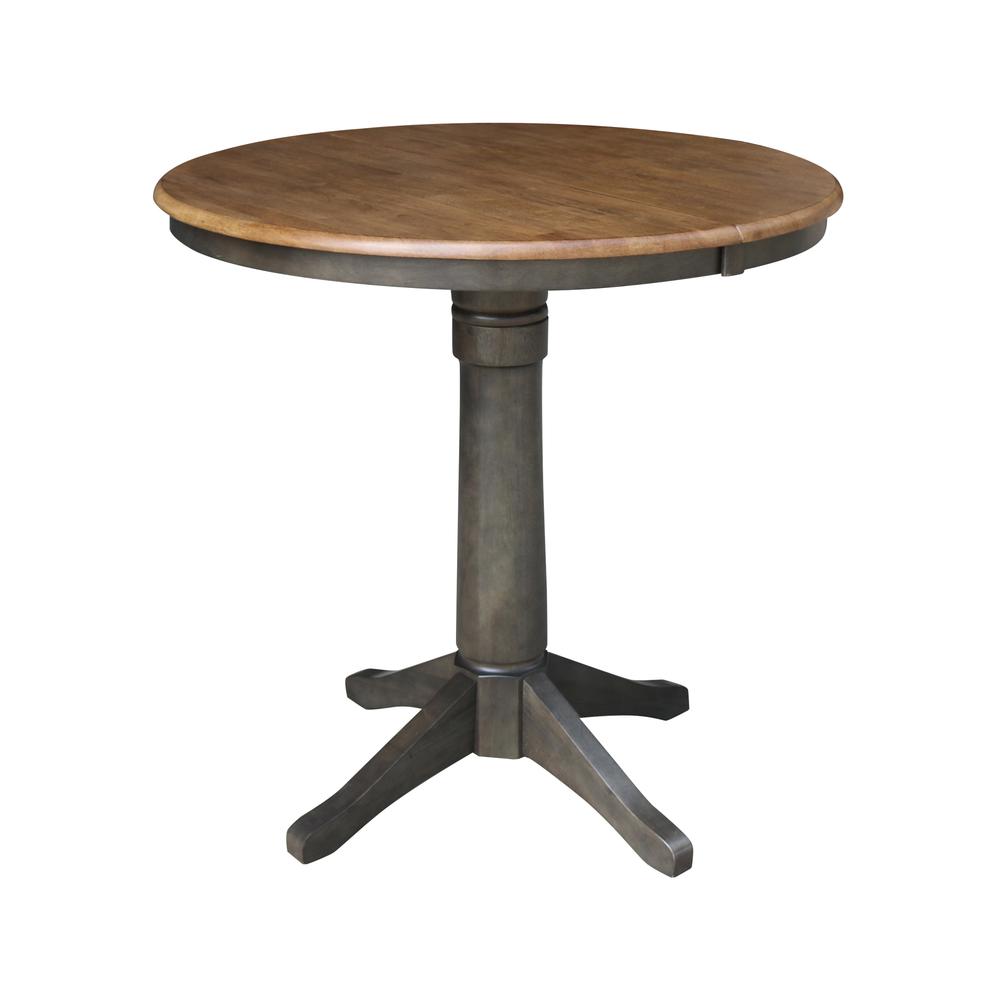 36" round top ped table with 12" leaf - 36.1"h - counter height. Picture 1
