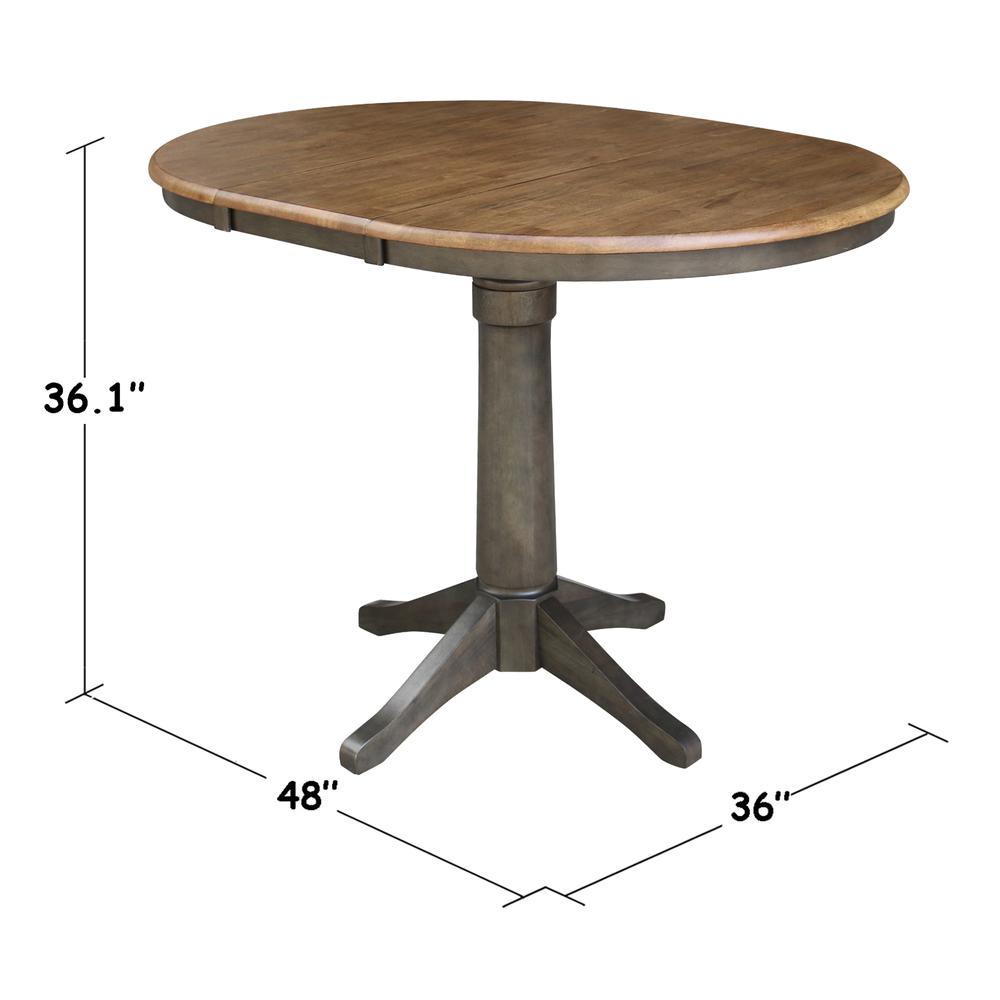 36" round top ped table with 12" leaf - 36.1"h - counter height. Picture 2