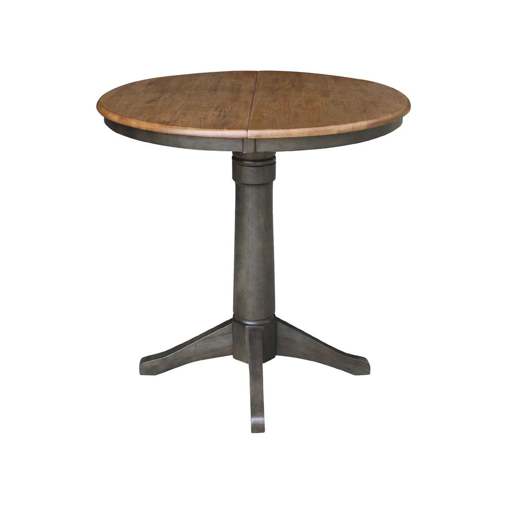 36" round top ped table with 12" leaf - 36.1"h - counter height. Picture 4