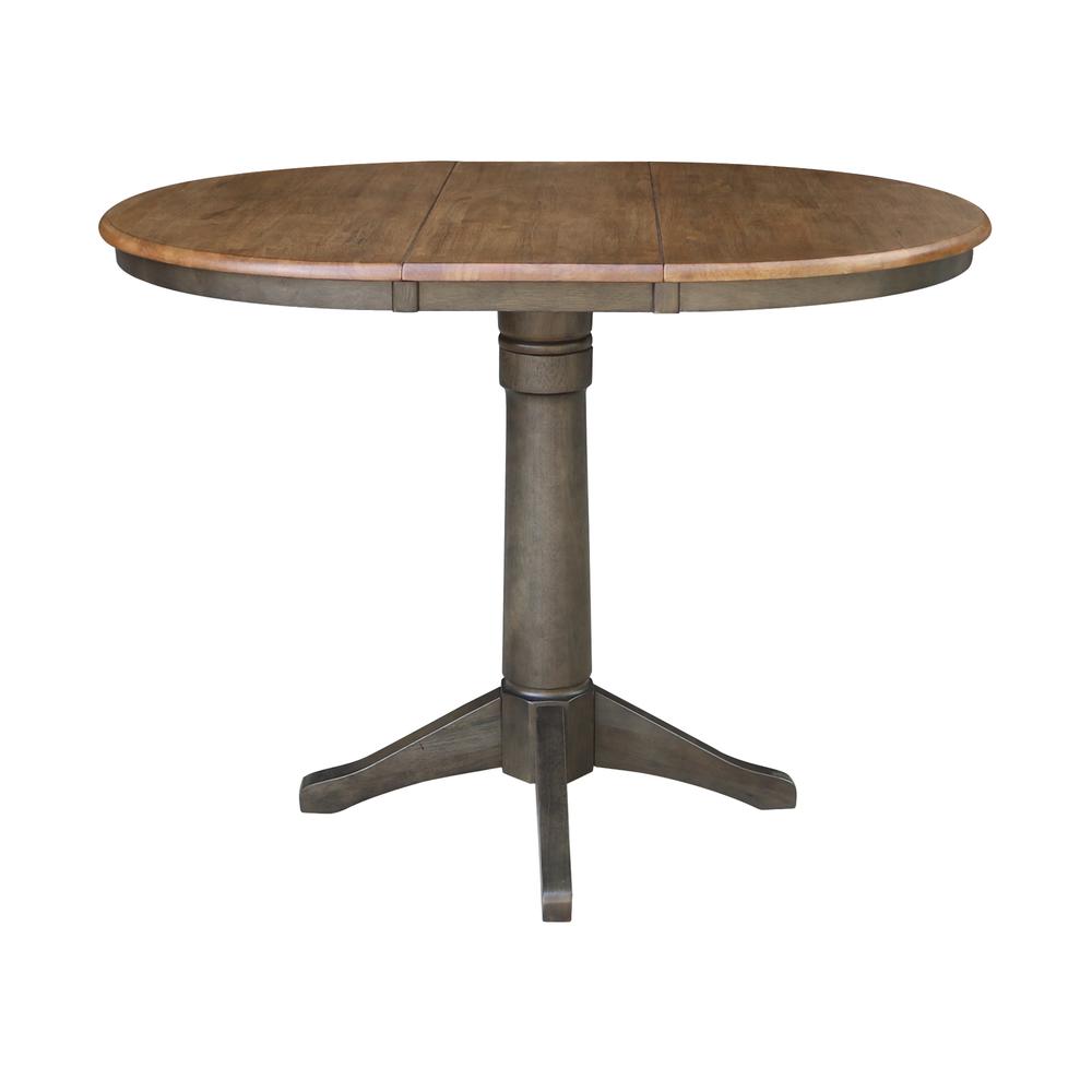 36" round top ped table with 12" leaf - 36.1"h - counter height. Picture 3