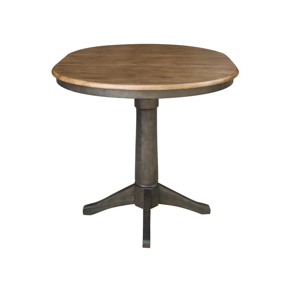 36" round top ped table with 12" leaf - 36.1"h - counter height. Picture 5