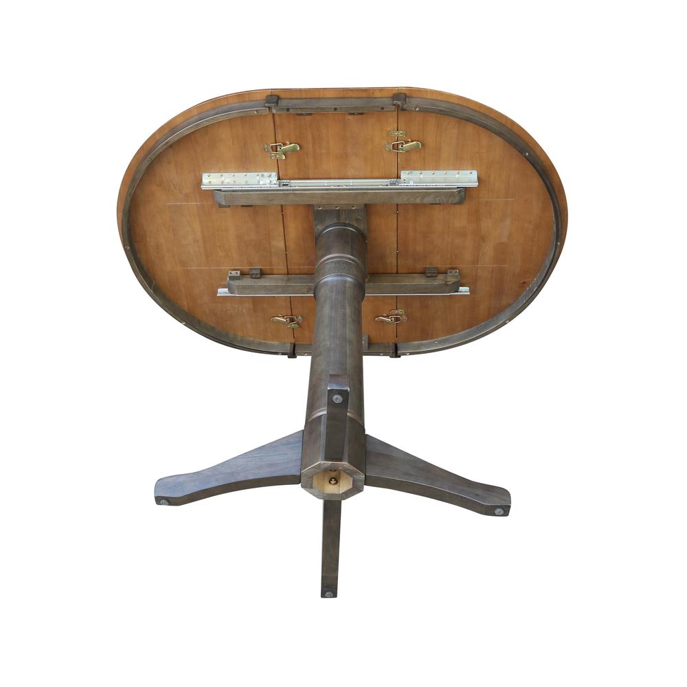 36" round top ped table with 12" leaf - 36.1"h - counter height. Picture 7
