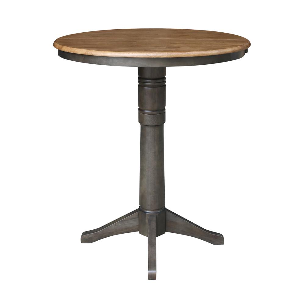 36" round top ped table with 12" leaf - 42.1"h - bar height. Picture 6