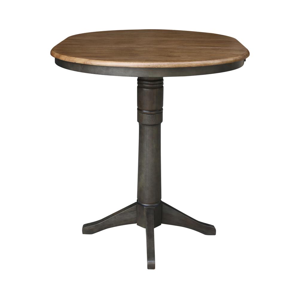 36" round top ped table with 12" leaf - 42.1"h - bar height. Picture 5