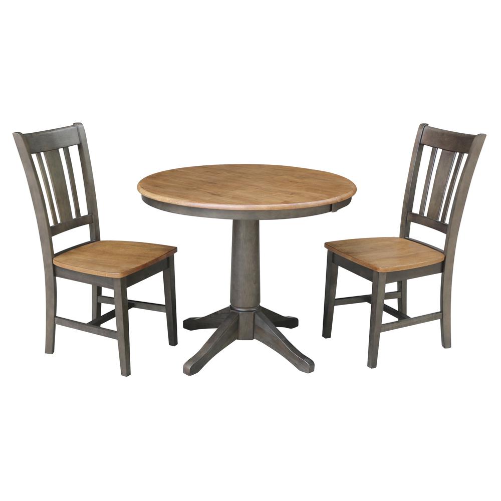 Set of 3 pcs - 36" Round Extension Dining table with 2, rta chairs. Picture 1