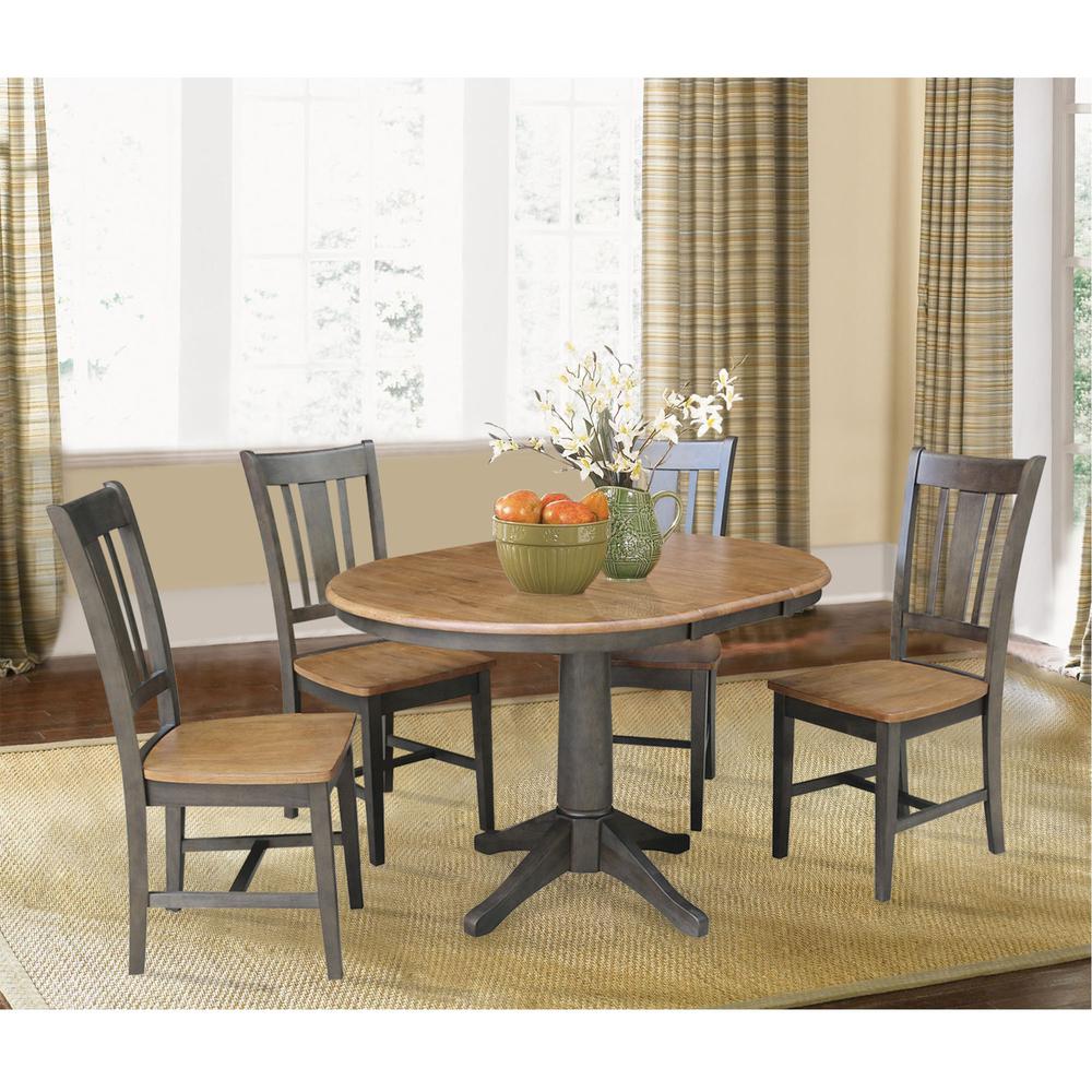 Set of 5 pcs - 36" Round Extension Dining table with 4 rta  chairs. Picture 4