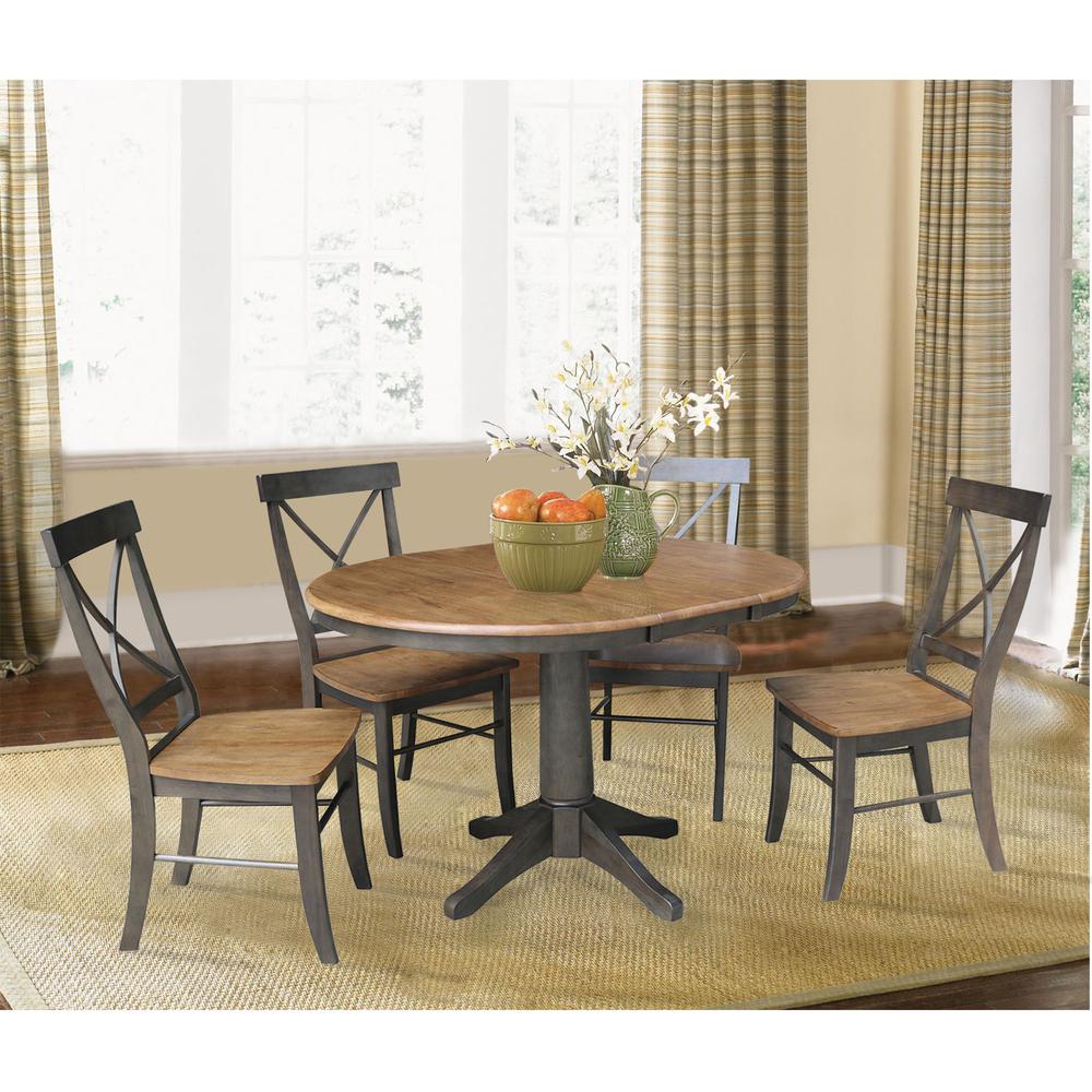 Set of 5 pcs - 36" Round Extension Dining table with 4, rta chairs. Picture 4