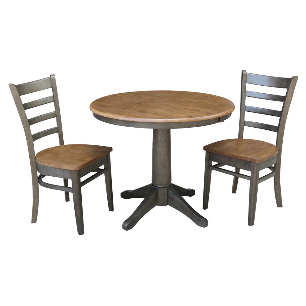 Set of 3 pcs - 36" Round Extension Dining table with 2 ,rta chairs. Picture 1