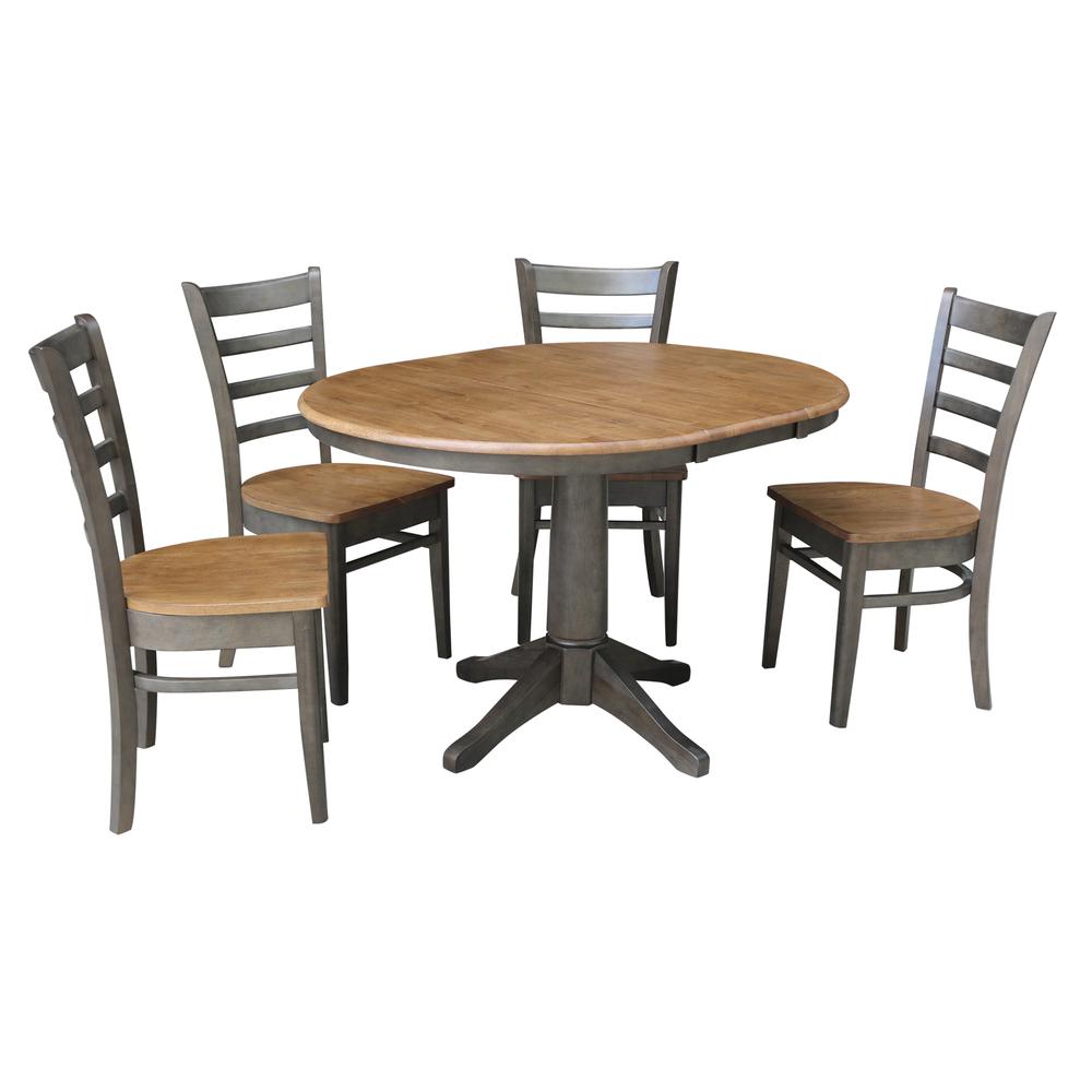Set of 5 pcs - 36" Round Extension Dining table with 4,rta chairs. Picture 1