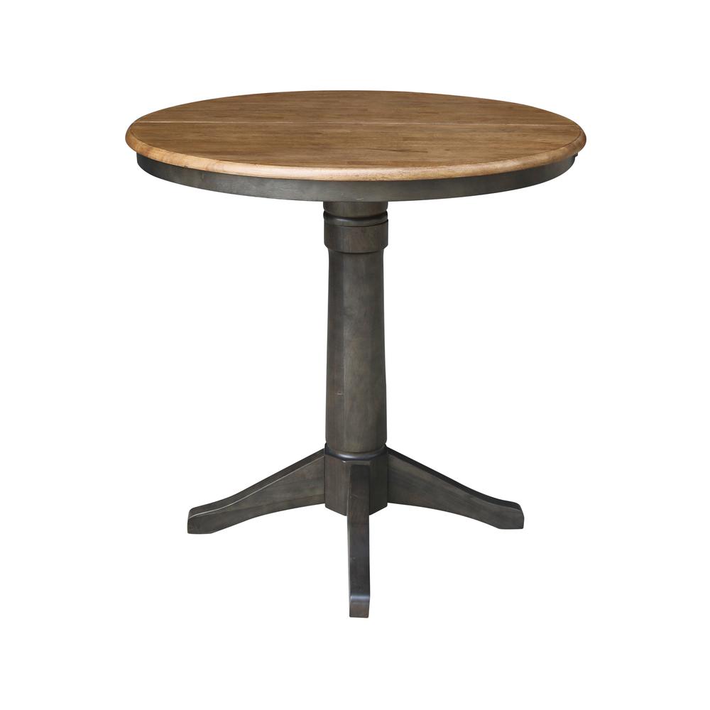 Set of 3 pcs - 36" Round Extension Dining table with 2, San Remo counterheight stools. Picture 2