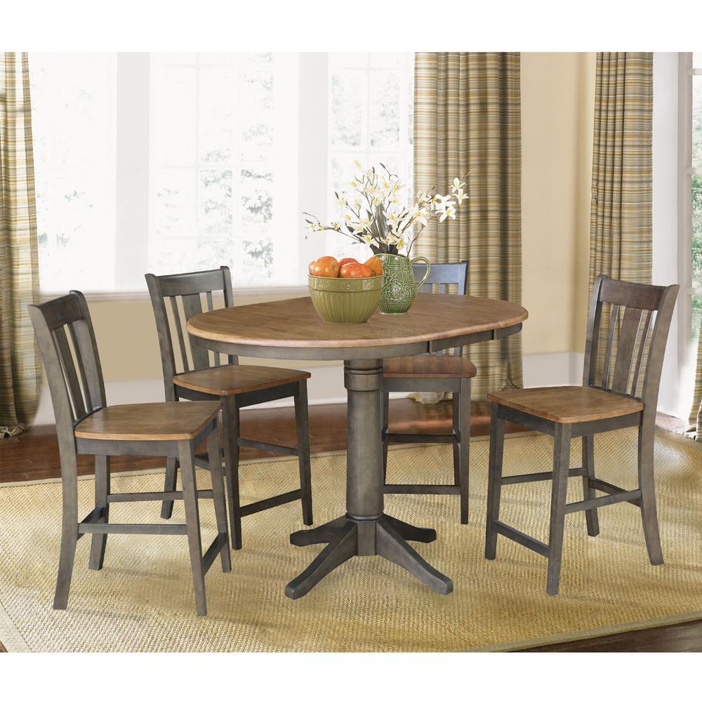Set of 5 pcs - 36" Round Extension Dining table with 4, San Remo counterheight stools. Picture 4