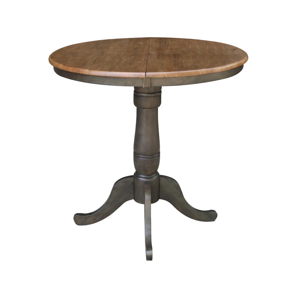 36" round top ped table with 12" leaf - 35.3"h - counter height. Picture 4
