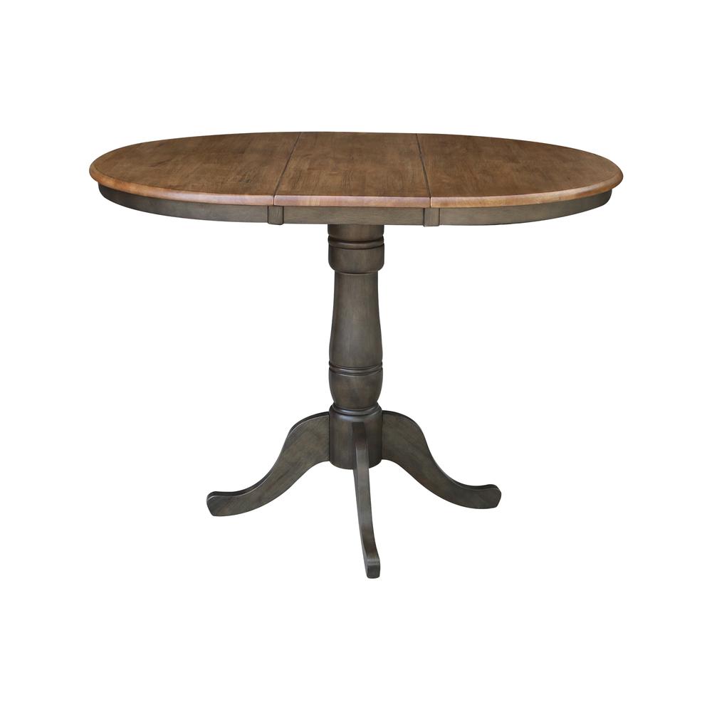 36" round top ped table with 12" leaf - 35.3"h - counter height. Picture 3