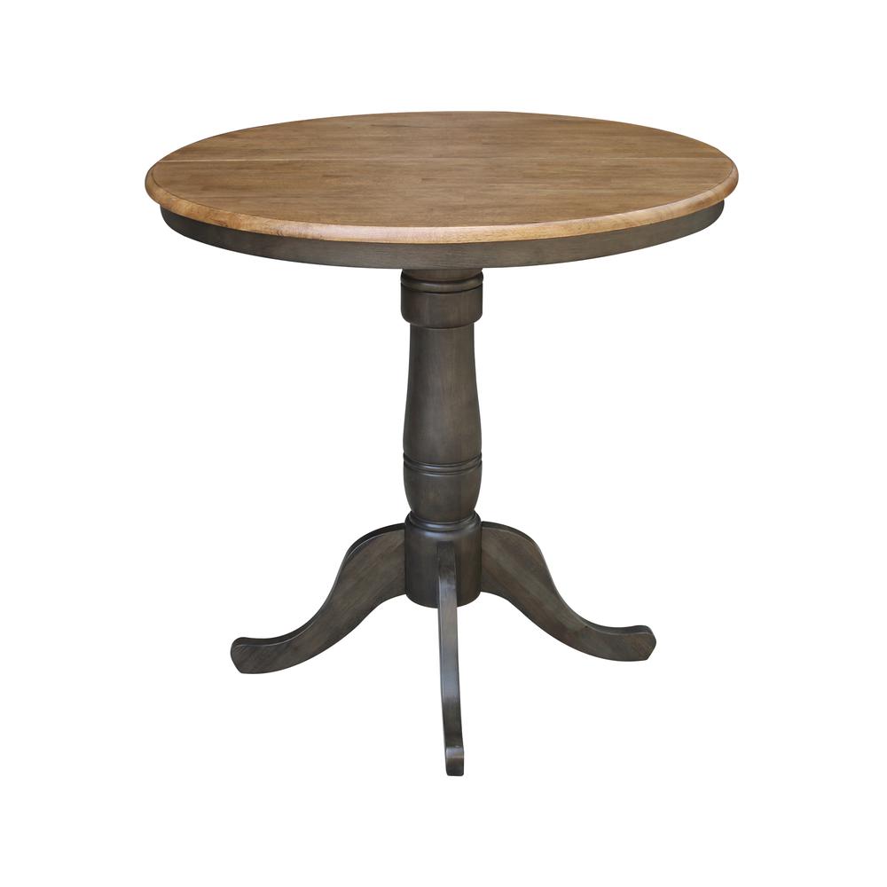 36" round top ped table with 12" leaf - 35.3"h - counter height. Picture 6