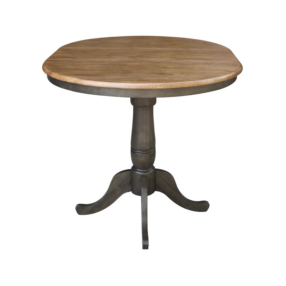36" round top ped table with 12" leaf - 35.3"h - counter height. Picture 5